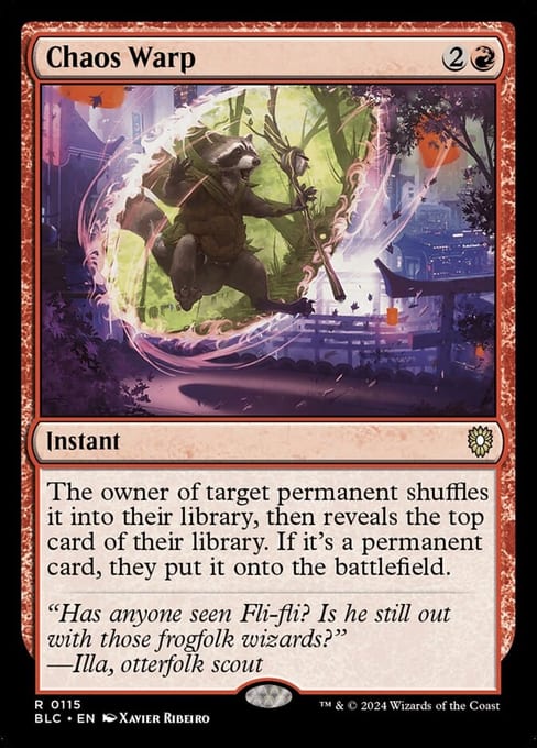 Chaos Warp, Instant from Bloomburrow Commander.