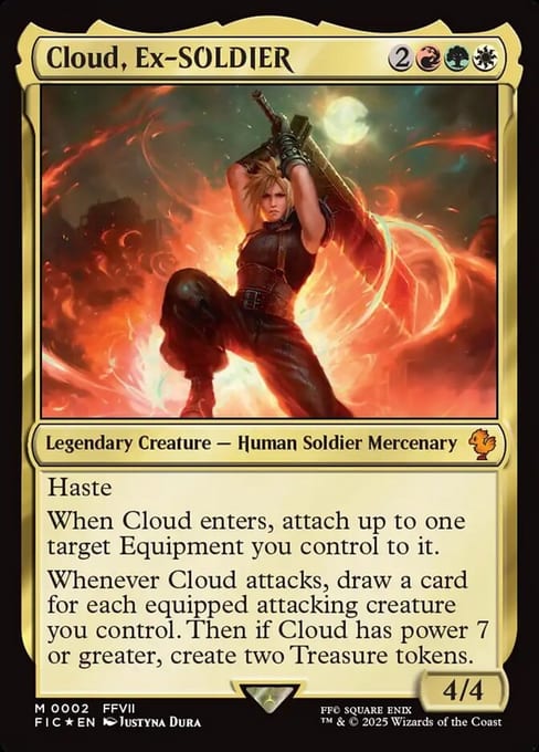 Cloud, Ex-SOLDIER, a legendary creature from Magic: The Gathering | FINAL FANTASY Commander.