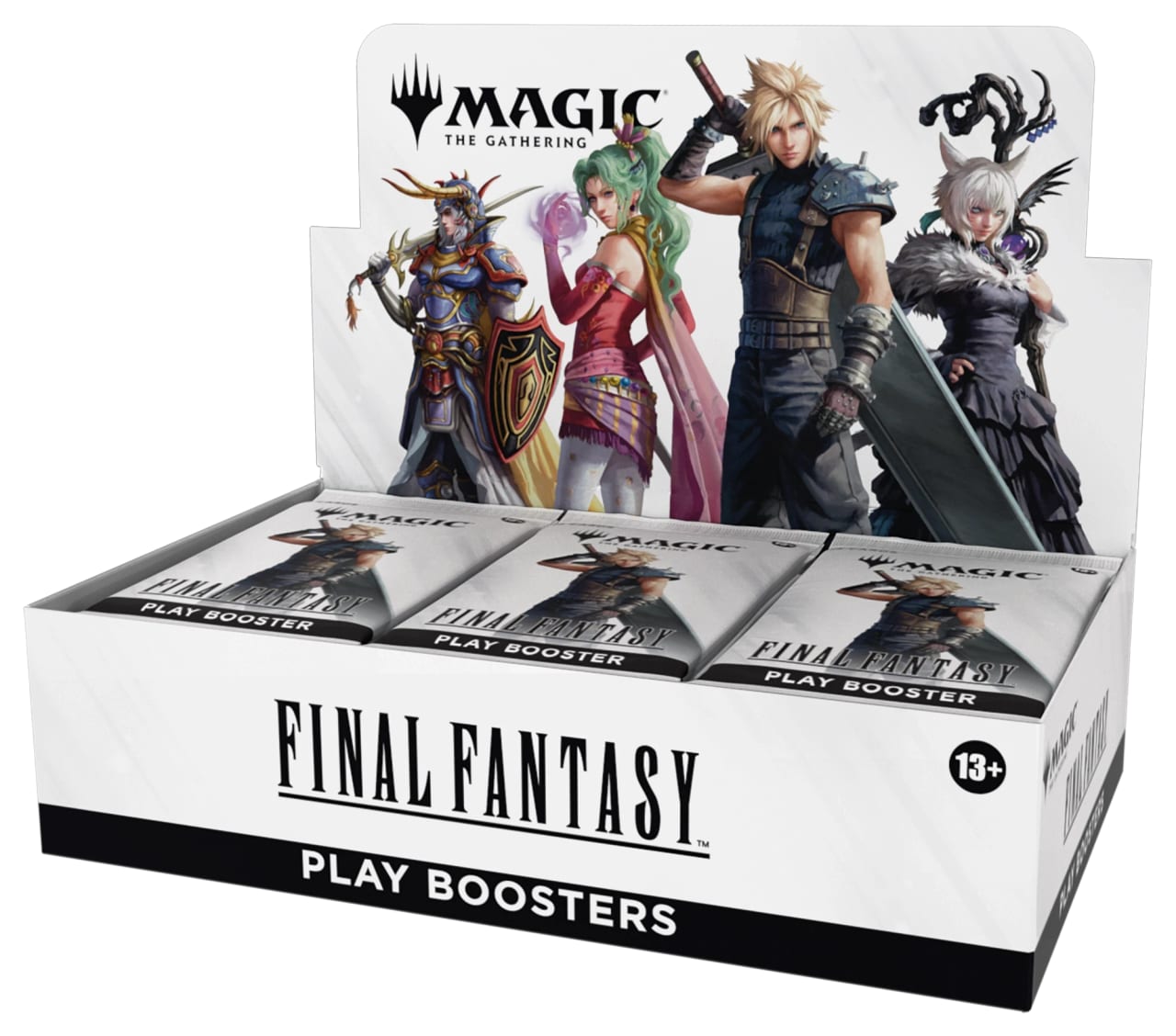 Magic: The Gathering | FINAL FANTASY Play Booster box showing Cloud and other heroes on the packaging.