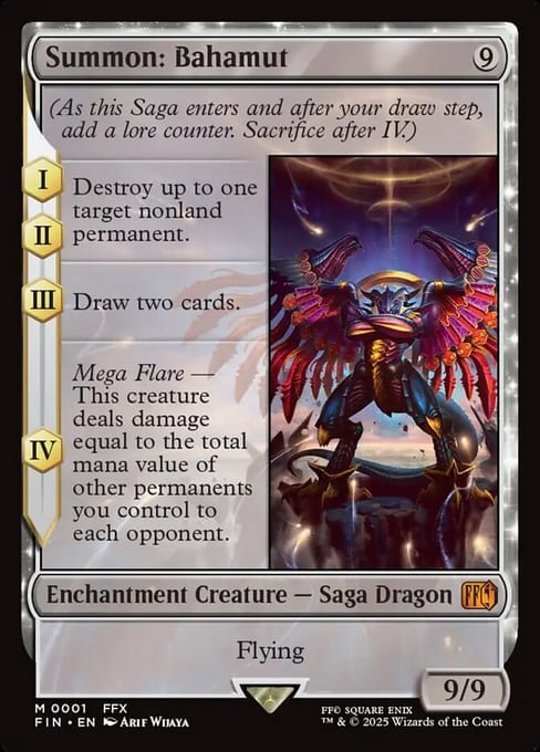 Summon: Bahamut, an enchantment creature Saga from Magic: The Gathering | FINAL FANTASY.