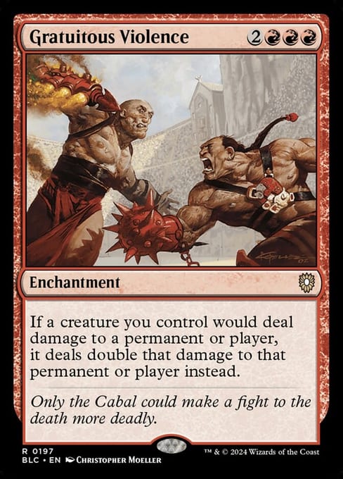 Gratuitous Violence, Enchantment from Bloomburrow Commander.