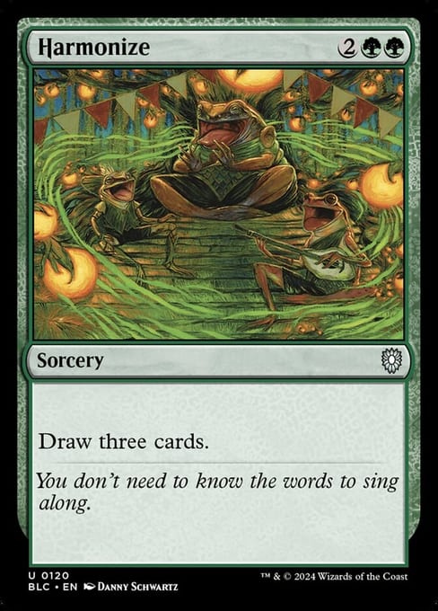 Harmonize, Sorcery from Bloomburrow Commander.