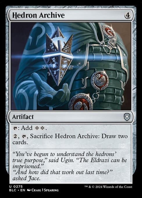 Hedron Archive, Artifact from Bloomburrow Commander.