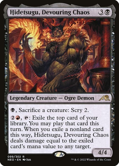Kamigawa: Neon Dynasty printing of Hidetsugu, Devouring Chaos, numbered 99 in the main NEO sequence.