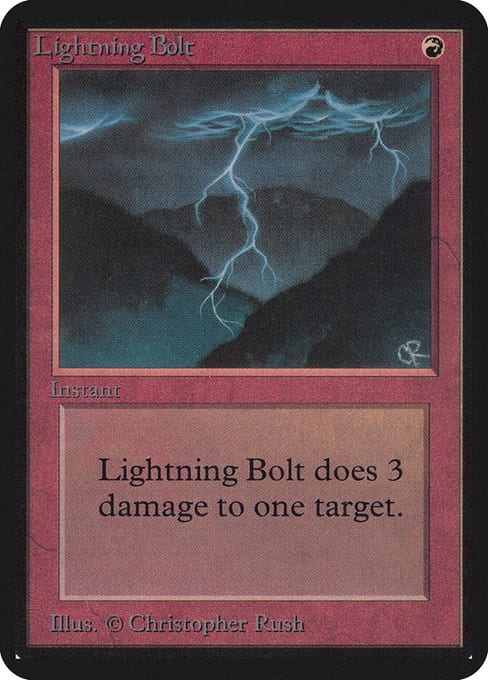 Alpha Lightning Bolt, a red Instant from Limited Edition Alpha with the 1993 card frame and no printed collector number.