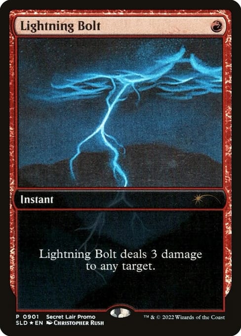 Lightning Bolt, a foil Secret Lair promo Instant, collector number 901, shown as a catalog image of that printing.