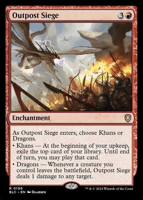 Outpost Siege, Enchantment from Bloomburrow Commander.