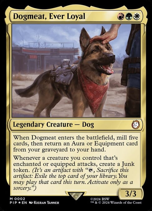 Dogmeat, Ever Loyal, the Scrappy Survivors commander from Magic: The Gathering | Fallout.