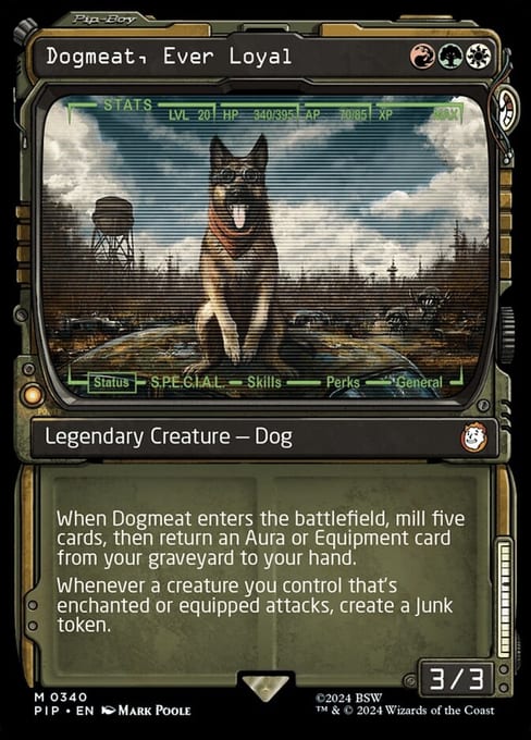 Dogmeat, Ever Loyal in the Pip-Boy showcase frame from Magic: The Gathering | Fallout.
