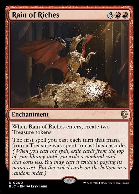 Rain of Riches, Enchantment from Bloomburrow Commander.