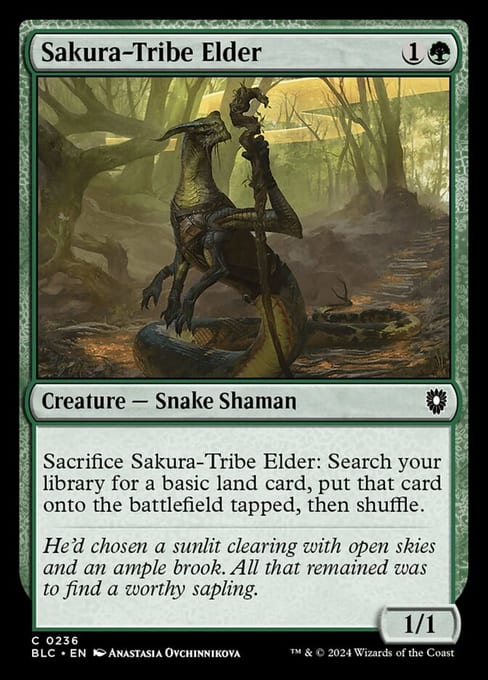 Sakura-Tribe Elder, Creature Snake Shaman from Bloomburrow Commander.