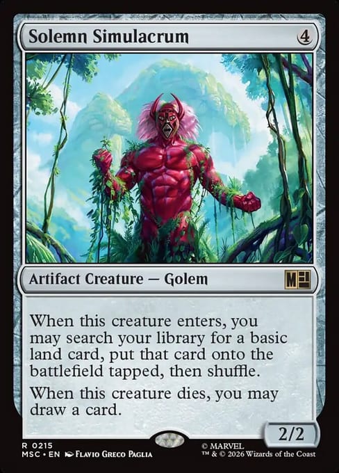 Solemn Simulacrum, Artifact Creature Golem from Marvel Super Heroes Commander.