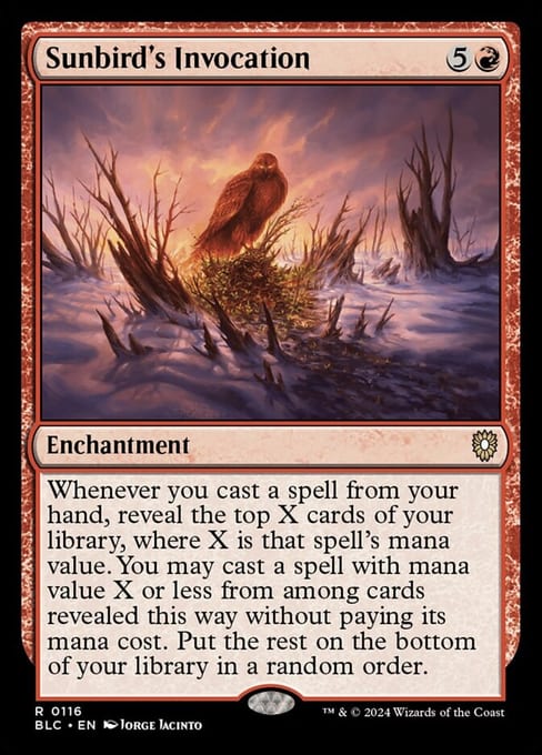 Sunbird's Invocation, Enchantment from Bloomburrow Commander.