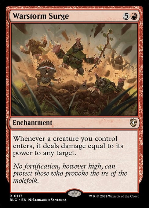 Warstorm Surge, Enchantment from Bloomburrow Commander.