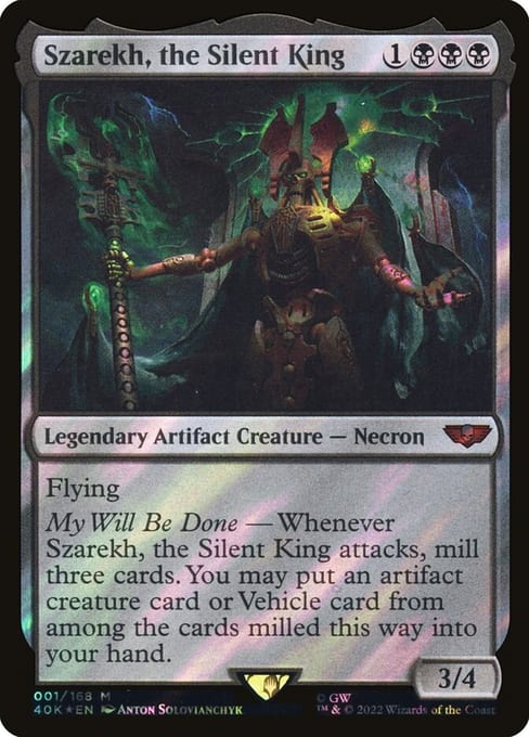 Szarekh, the Silent King, the Necron Dynasties commander from Magic: The Gathering | Warhammer 40,000.